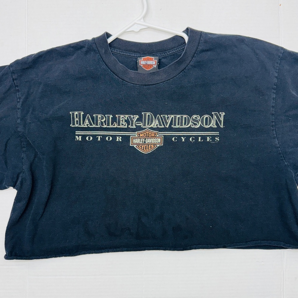 Vintage cropped Harley Davidson t shirt black X-Large